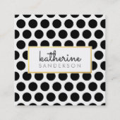 プロフェッショナル大型水玉模様モダンブラック金ゴールド スクエア名刺 (正面)