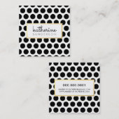 プロフェッショナル大型水玉模様モダンブラック金ゴールド スクエア名刺 (正面/裏面)