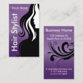 プロフェッショナル女性サロン美容師 | パープル 名刺 (正面/裏面)