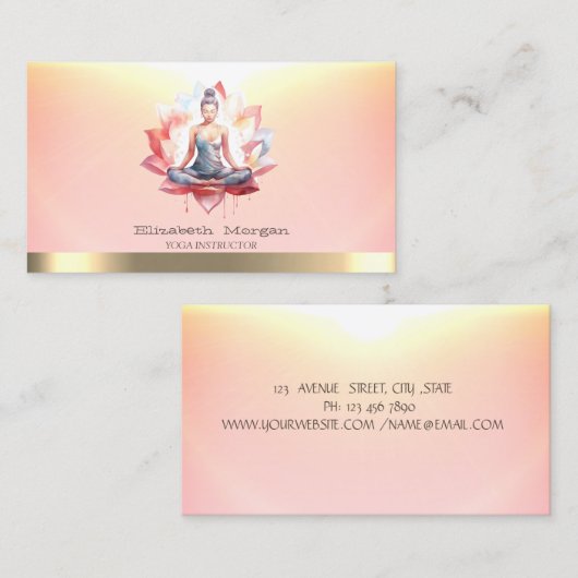 プロフェッショナル女性ロータスヨガ 名刺 (正面/裏面)