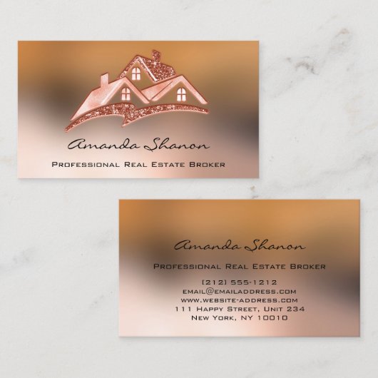 プロフェッショナル実在エステートエージェントグラデーションブローカーハウス 名刺 (正面/裏面)