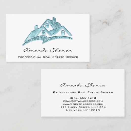 プロフェッショナル実在エステートエージェントブローカカスタムーグリーン 名刺 (正面/裏面)