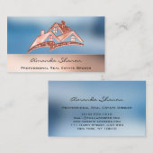 プロフェッショナル実在エステートエージェントブローカースモーキーブルー 名刺 (正面/裏面)
