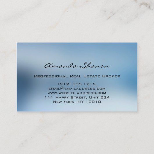 プロフェッショナル実在エステートエージェントブローカースモーキーブルー 名刺 (裏面)