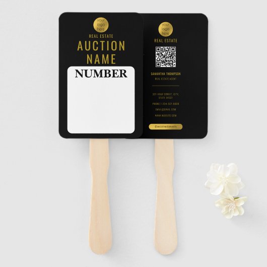 プロフェッショナル実在エステートハウス入札オークションパドル ハンドファン (正面&裏面)