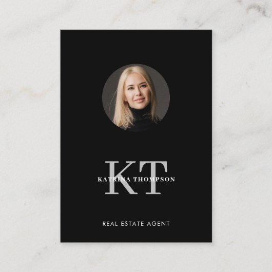 プロフェッショナル実在エステートフォト不動産仲介業者ブラック 名刺 (正面)