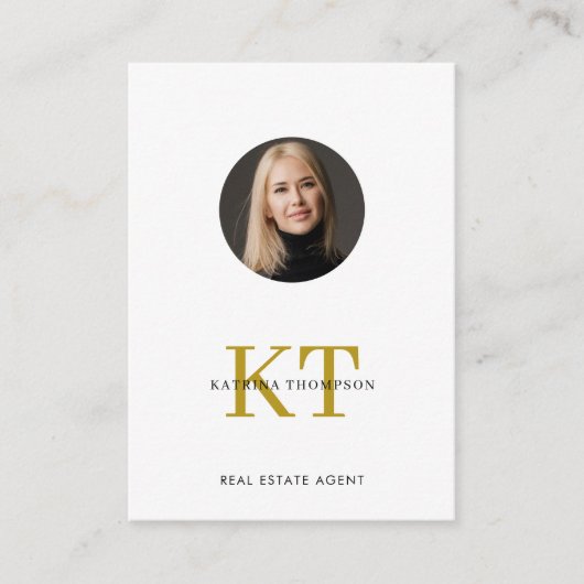 プロフェッショナル実在エステートフォト不動産仲介業者ホワイト金ゴールド 名刺 (正面)