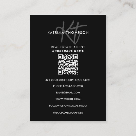 プロフェッショナル実在エステートフォト不動産仲介業者モノグラム 名刺 (裏面)