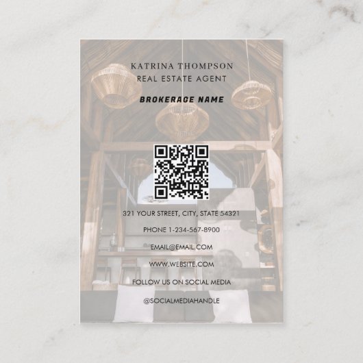 プロフェッショナル実在エステートフォト不動産仲介業者金ゴールドロゴ 名刺 (裏面)