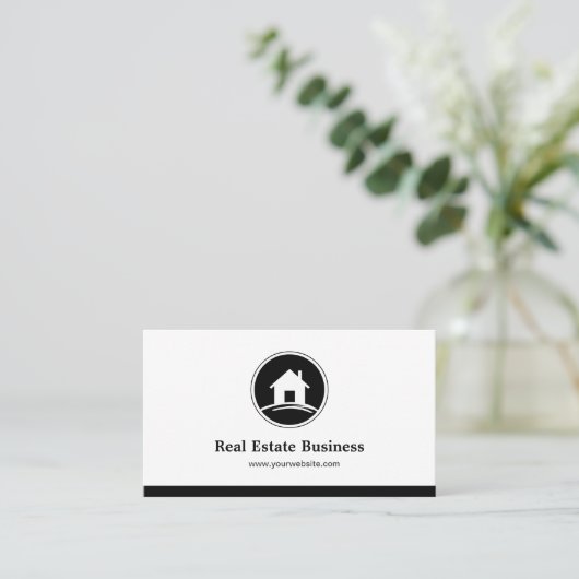 プロフェッショナル実在エステートブローカシンプル白黒 名刺 (スタンド正面)