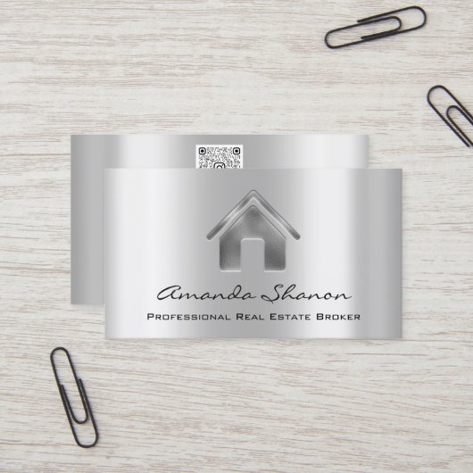 プロフェッショナル実在エステートブローカーエージェントシルバーグレー 名刺 (正面/裏面インサイチュ)
