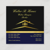 プロフェッショナル実在エステートブローカーエージェント金ゴールドとブラック スクエア名刺 (正面)