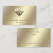 プロフェッショナル実在エステート金ゴールドダイヤモンドハウスロゴ 名刺 (正面/裏面)