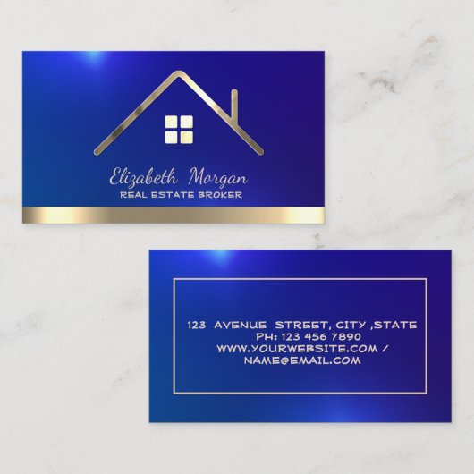 プロフェッショナル実在エテートブローカーハウス金ゴールドルーフ 名刺 (正面/裏面)