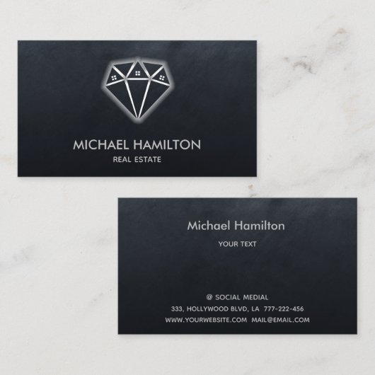 プロフェッショナル実在エテートモダンダイヤモンドハウスロゴ 名刺 (正面/裏面)