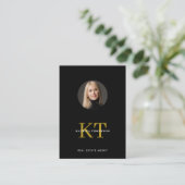 プロフェッショナル実在エテート写真不動産仲介業者ブラック金ゴールド 名刺 (スタンド正面)