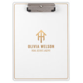 プロフェッショナル実在エテート金ゴールド&ホワイト不動産仲介業者 クリップボード (正面)