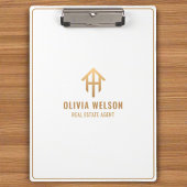 プロフェッショナル実在エテート金ゴールド&ホワイト不動産仲介業者 クリップボード