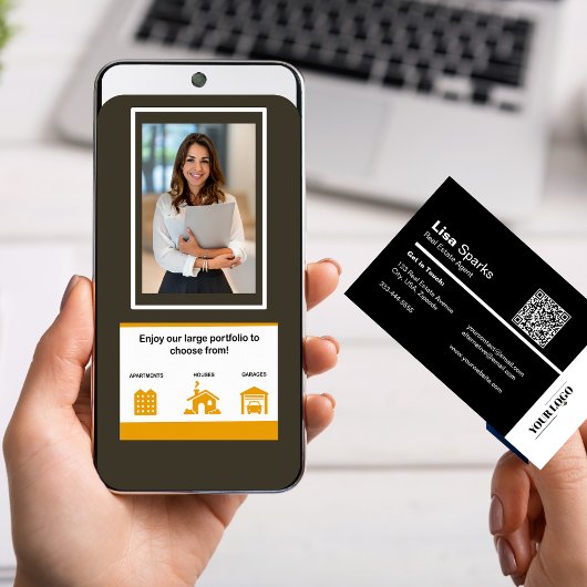 プロフェッショナル実在エテートQRロゴ写真 名刺