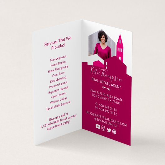 プロフェッショナル実在エージェントの写真とサービス 名刺 (内部)
