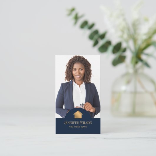 プロフェッショナル実在ポートレート不動産業者不動産仲介業者QR 名刺 (スタンド正面)