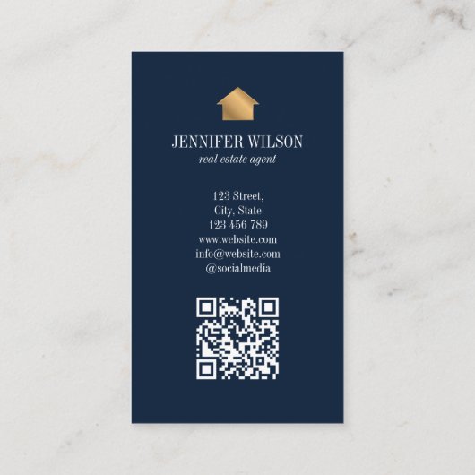 プロフェッショナル実在ポートレート不動産業者不動産仲介業者QR 名刺 (裏面)