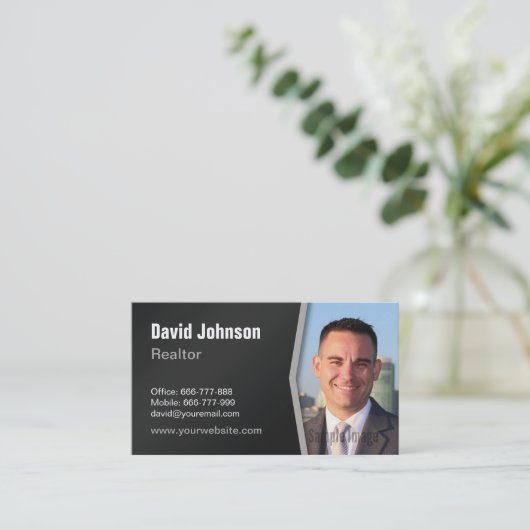 プロフェッショナル実在モダンエステート不動産仲介業者フォト 名刺 (スタンド正面)