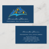 プロフェッショナル実在不動産ブローカーエージェントブルーネイビー 名刺 (正面/裏面)