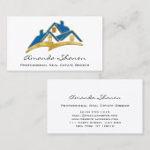 プロフェッショナル実在不動産ブローカーエージェントブルー金ゴールド 名刺 (正面/裏面)