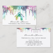 プロフェッショナル実在不動産ブローカードリップホログラフィック 名刺 (正面/裏面)