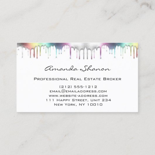 プロフェッショナル実在不動産ブローカードリップホログラフィック 名刺 (裏面)