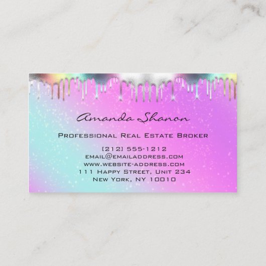 プロフェッショナル実在不動産ブローカーピンク・ホログラフィー 名刺 (裏面)
