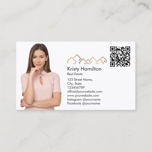 プロフェッショナル実在不動産不動産仲介業者追加フォトQRコード 名刺 (裏面)