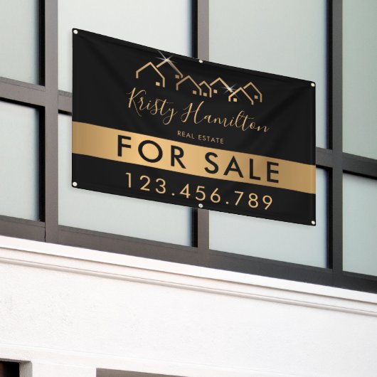 プロフェッショナル実在不動産不動産仲介業者追加フォトQRコード 横断幕 (ビルの外側)