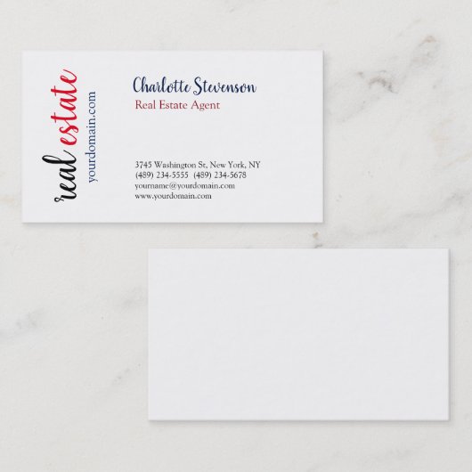 プロフェッショナル実在不動産代理店手書き 名刺 (正面/裏面)