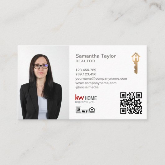 プロフェッショナル実在不動産仲介業者不動産の追加フォトQRコード 名刺 (正面)