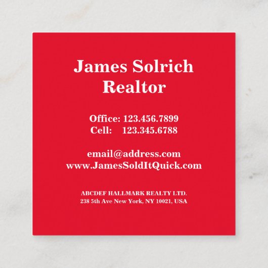 プロフェッショナル実在不動産業者不動産仲介業者ブローカーはっきりした スクエア名刺 (裏面)