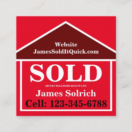 プロフェッショナル実在不動産業者不動産仲介業者ブローカーはっきりした スクエア名刺 (正面)