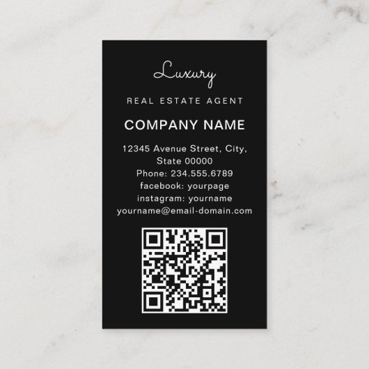 プロフェッショナル実在不動産 |写真レイアウト(縦) 名刺 (裏面)