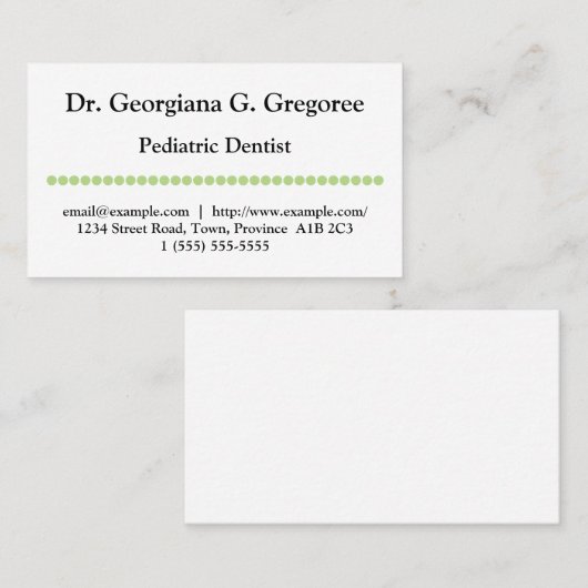 プロフェッショナル小児歯科ビジネスカード 名刺 (正面/裏面)