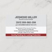 プロフェッショナル屋根サービス – 屋根屋 名刺 (裏面)