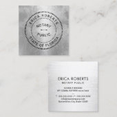 プロフェッショナル州公証人スタンプモダンシルバー スクエア名刺 (正面/裏面)