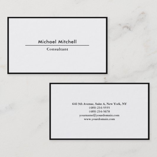 プロフェッショナル平エレガント白黒縁ど 名刺 (正面/裏面)