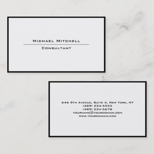 プロフェッショナル平エレガント白黒縁ど 名刺 (正面/裏面)