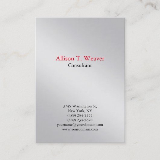 プロフェッショナル平シンプル金属銀ユニーク 名刺 (正面)