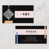 プロフェッショナル幾何学的トリカラーQRコード 名刺 (正面/裏面)