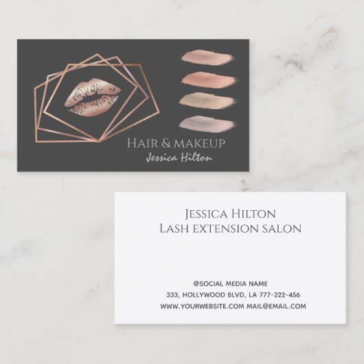 プロフェッショナル幾何学的メイクアップリップブラシストローク 名刺 (正面/裏面)