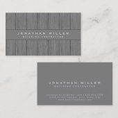 プロフェッショナル建物契約者グレー木製プランク 名刺 (正面/裏面)