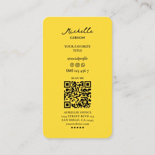 プロフェッショナル建築モノグラムイエローモダン 名刺 (裏面)