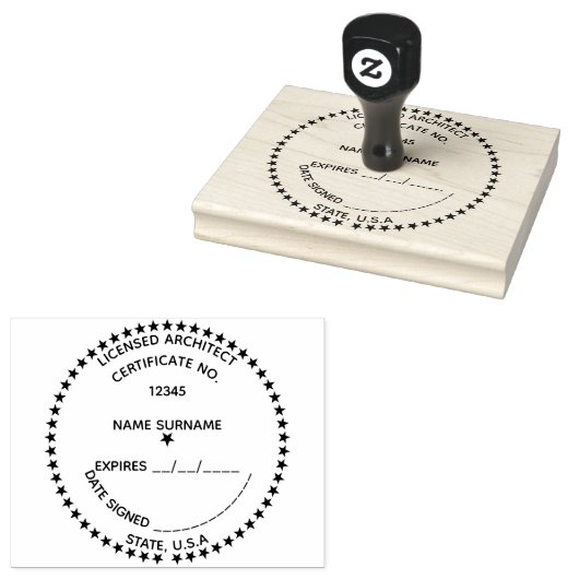 プロフェッショナル建築家ライセンス登録ラウンド ラバースタンプ (押印)